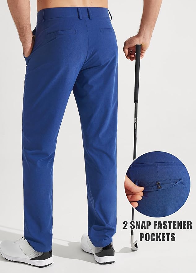 Libin Mens Golf Pants Stretch Work Dress Pants 30"/32"/34" Quick Dry Lightweight Casual Comfy Trousers with Pockets