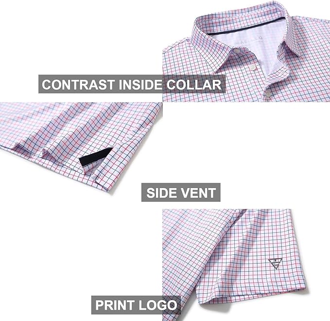 Men's Golf Polo Shirts Short Sleeve Striped Performance Moisture Wicking Dry Fit Golf Shirts for Men