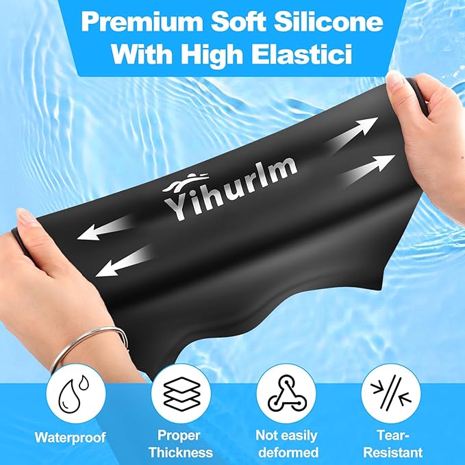 Extra Large Swim Cap,Swimming Caps for Women Men,Swim caps for Women,Waterproof Silicone Swim Cap,Keep Hair Dry,Swim Cap for Braids and Dreadlocks Women,Swim Cap for Long Thick Curly Hair