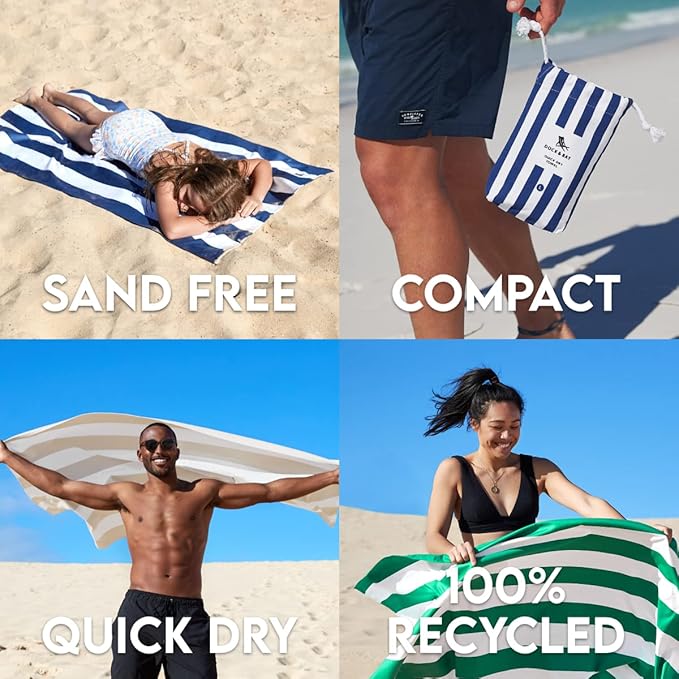 Dock & Bay Beach Towel - Quick Dry, Sand Free - Compact, Lightweight - 100% Recycled - Includes Bag - Cabana Light - Lombok Lilac - Extra Large (200x90cm, 78x35)