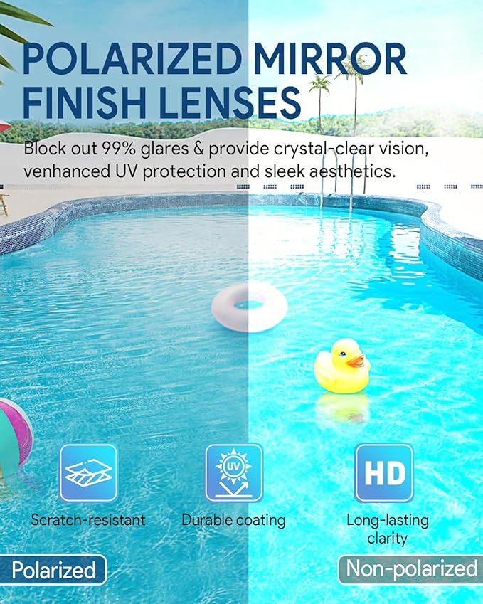 Swim Goggles, Polarized Adult Swimming Goggles Bungee Strap No Hair Pulling Anti-fog Pool Goggles for Men Women