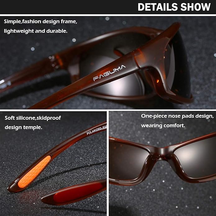 FAGUMA Polarized Sports Sunglasses For Men Cycling Driving Fishing UV400 Protection