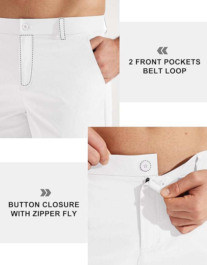 Libin Mens Golf Pants Stretch Work Dress Pants 30"/32"/34" Quick Dry Lightweight Casual Comfy Trousers with Pockets