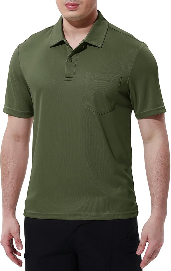 TBMPOY Men's Polo Shirts with Pocket Short Sleeve Quick Dry Casual Sports Outdoor Golf Shirt