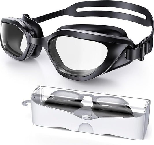 Swim Goggles, Unisex Adult Swimming Goggles Anti Fog Anti UV No Leakage Wide View for Men Women Youth