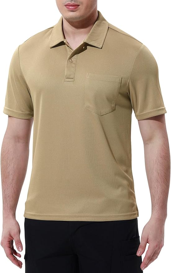 TBMPOY Men's Polo Shirts with Pocket Short Sleeve Quick Dry Casual Sports Outdoor Golf Shirt