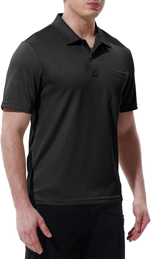 TBMPOY Men's Polo Shirts with Pocket Short Sleeve Quick Dry Casual Sports Outdoor Golf Shirt