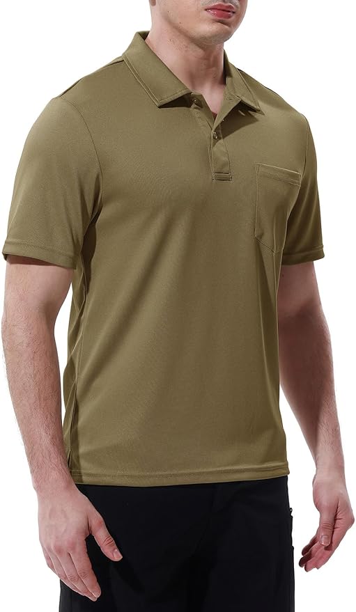 TBMPOY Men's Polo Shirts with Pocket Short Sleeve Quick Dry Casual Sports Outdoor Golf Shirt