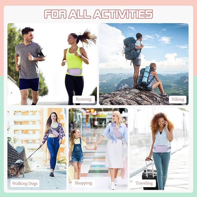 MoKo Fanny Packs for Women Men, Fashion Running Waist Packs, Crossbody Mini Bag Fanny Pack Belt Bag with Adjustable Strap for Running Outdoors Workout Travel Hiking Cycling