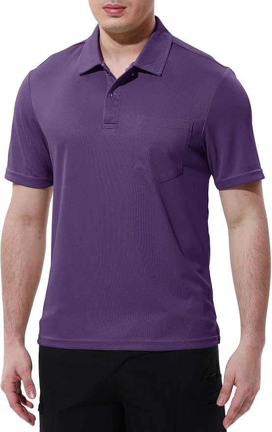 TBMPOY Men's Polo Shirts with Pocket Short Sleeve Quick Dry Casual Sports Outdoor Golf Shirt