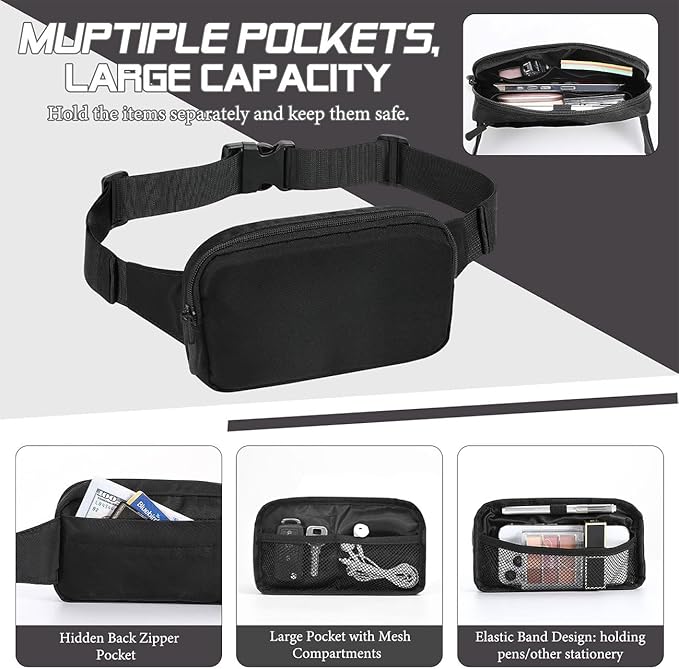 MoKo Fanny Packs for Women Men, Fashion Running Waist Packs, Crossbody Mini Bag Fanny Pack Belt Bag with Adjustable Strap for Running Outdoors Workout Travel Hiking Cycling