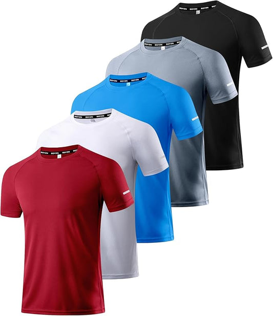 Boyzn 1, 3, 5 or 7 Pack Men's Workout Running Shirts, Dry Fit Moisture Wicking T-Shirt, Gym Athletic Short Sleeve Tee Shirts