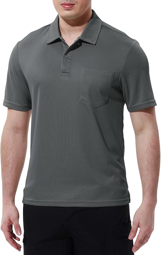TBMPOY Men's Polo Shirts with Pocket Short Sleeve Quick Dry Casual Sports Outdoor Golf Shirt