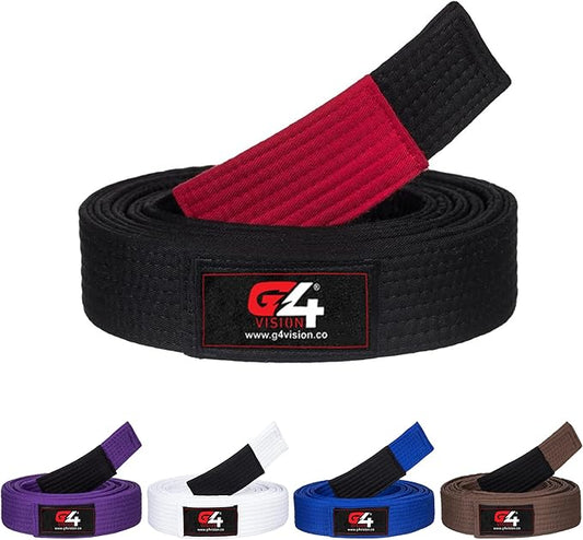 G4 VISION Jiu Jitsu Belt BJJ Belts Brazilian Adult A1 A2 A3 A4 Black Brown Purple Blue White