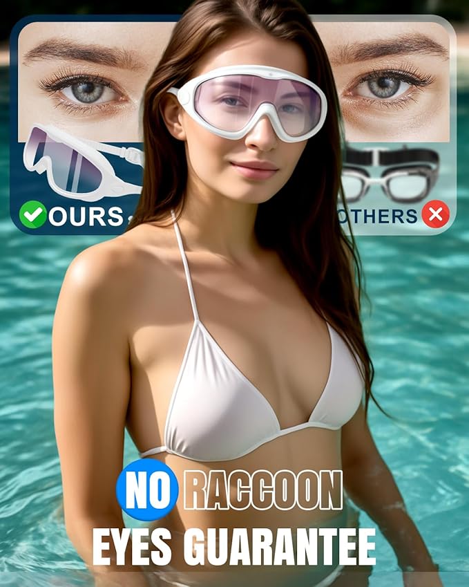 Rantizon Swim Goggles 2 Pack, Wide View Anti Fog&UV Swimming Goggles for Audlt, No Leaking Swim Glasses for Men Women Kids