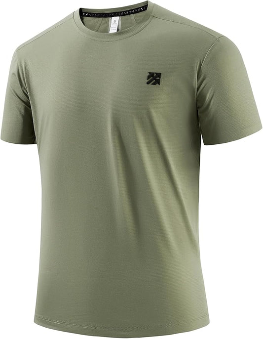 Mens Seamless Workout T-Shirts Lightweight Moisture Wicking Running Hiking Camping Tennis Pickleball Shirts for Men