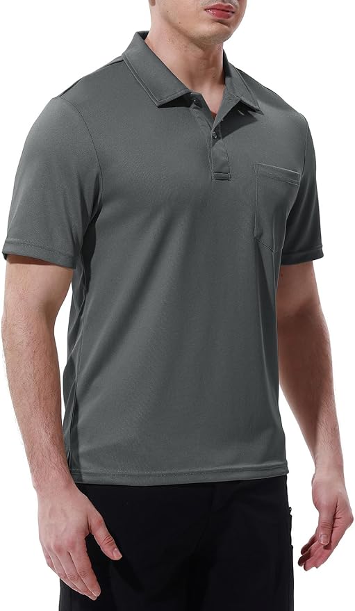 TBMPOY Men's Polo Shirts with Pocket Short Sleeve Quick Dry Casual Sports Outdoor Golf Shirt