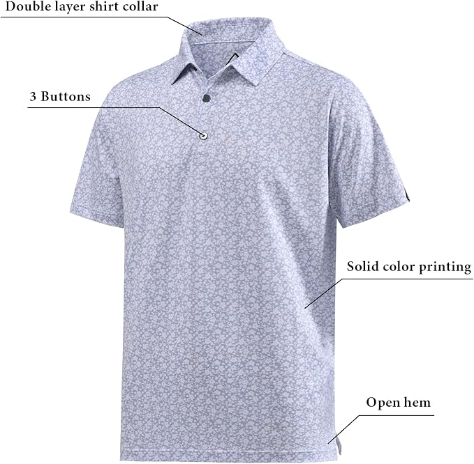 DEOLAX Mens Polo Shirts Fashion Print Mens Golf Shirt Dry Fit Mens Golf Polo Short Sleeve Quick Dry Funny Golf Shirt for Men