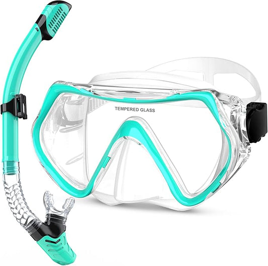 Snorkeling Gear, Dry Snorkel Set180° Panoramic Wide View,Anti-Fog Scuba Diving Mask, Professional Snorkeling Gear for Free Breathing, Swimming, Diving
