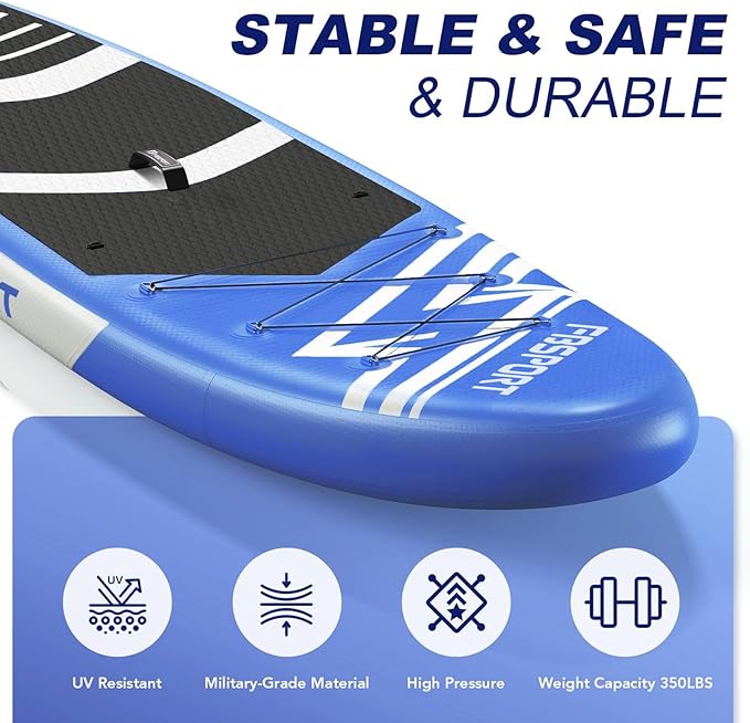 FBSPORT 11' Premium Stand Up Paddle Board, Yoga Board with Durable SUP Accessories & Carry Bag | Wide Stance, Surf Control, Non-Slip Deck, Leash, Paddle and Pump for Youth & Adult