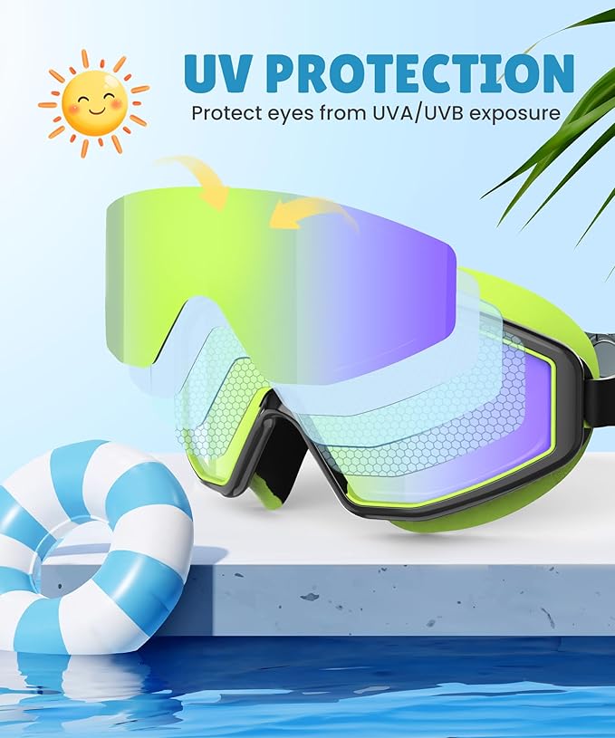 NSSIW Swim Goggles Swimming Kids-Goggles: Anti Fog No Leak with Nose Clip Earplugs for Girls Boys Youth 6-14 3 Pack