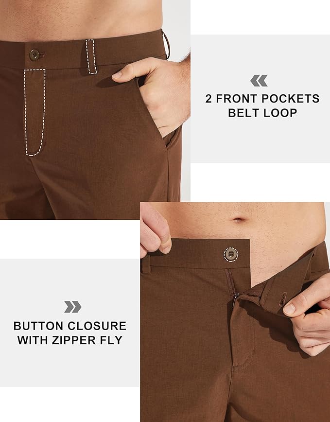 Libin Mens Golf Pants Stretch Work Dress Pants 30"/32"/34" Quick Dry Lightweight Casual Comfy Trousers with Pockets