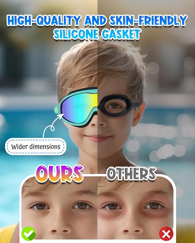 Rantizon Swim Goggles 2 Pack, Wide View Anti Fog&UV Swimming Goggles for Audlt, No Leaking Swim Glasses for Men Women Kids