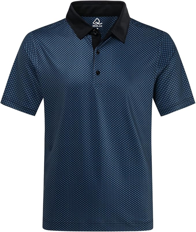 DEOLAX Mens Polo Shirts Fashion Print Mens Golf Shirt Dry Fit Mens Golf Polo Short Sleeve Quick Dry Funny Golf Shirt for Men