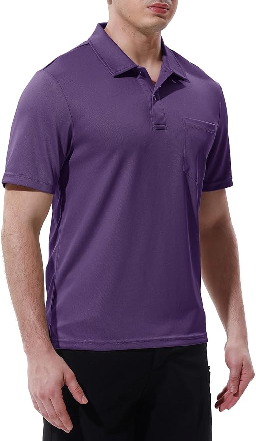 TBMPOY Men's Polo Shirts with Pocket Short Sleeve Quick Dry Casual Sports Outdoor Golf Shirt