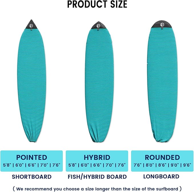 Rokia R Surfboard Sock Cover Quick-Drying Anti-Collision and Durable Surf Sock Cover - Suitable for Protective Bags of Shortboard, Longboard, Fish and HYBRID Board Choose Size & Colors