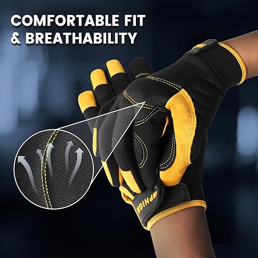 JUMPHIGH Utility Work Gloves Women, UltraLight Safety Work Gloves, MultiFunctional Mechanic Construction DIY Working Gloves, Touchscreen, Flex Grip, Machine Washable