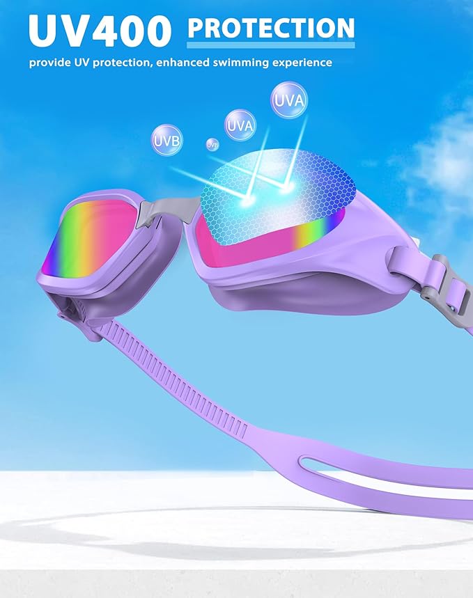 Swim Goggles, Unisex Adult Swimming Goggles Anti Fog Anti UV No Leakage Wide View for Men Women Youth