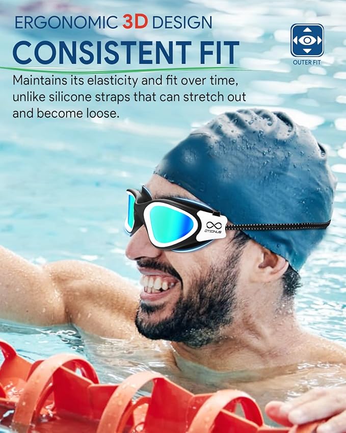 Swim Goggles, Polarized Adult Swimming Goggles Bungee Strap No Hair Pulling Anti-fog Pool Goggles for Men Women