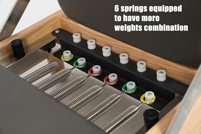 Pilates Reformer Machine, Wood Foldable Pilates Machine Equipment for Home Workout