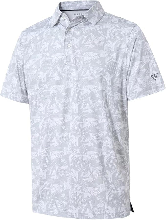 Men's Golf Polo Shirts Short Sleeve Striped Performance Moisture Wicking Dry Fit Golf Shirts for Men