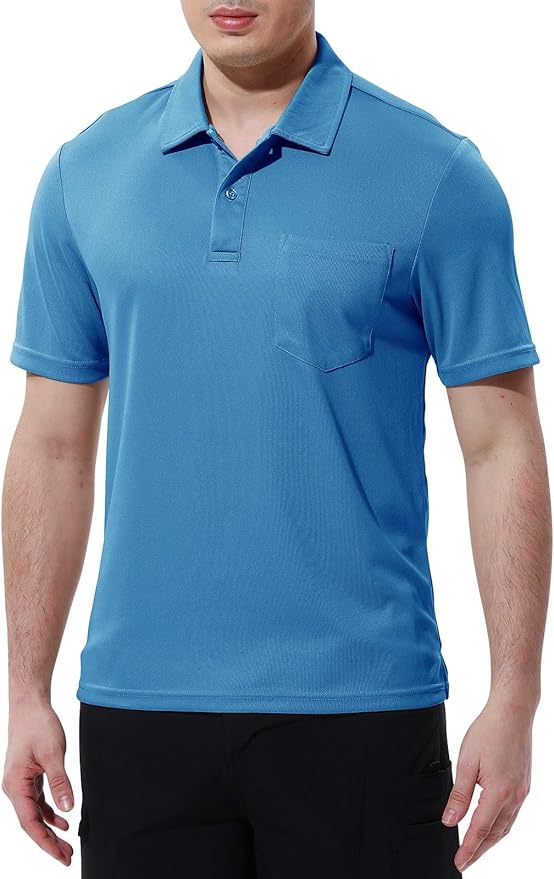TBMPOY Men's Polo Shirts with Pocket Short Sleeve Quick Dry Casual Sports Outdoor Golf Shirt
