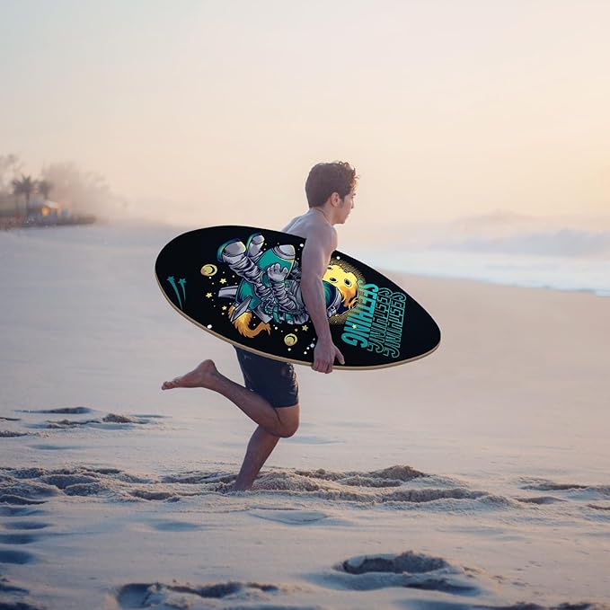 seething 35 Inch Skimboard with High Gloss Coat Wood Skim Board for Beginners,Kids, Teenagers, Adults and All Skimming