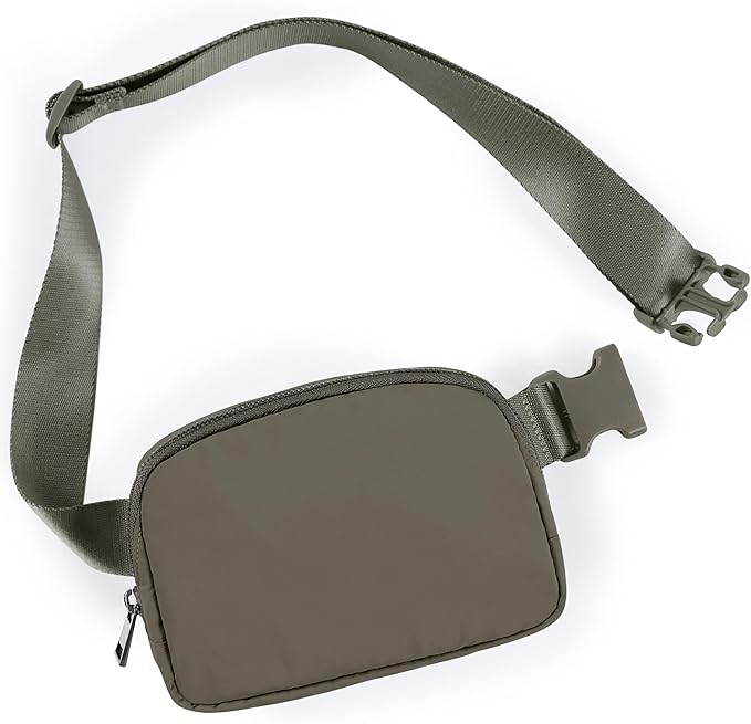 ODODOS Unisex Mini Belt Bag with Adjustable Strap Small Fanny Pack for Workout Running Traveling Hiking, Dark Umber