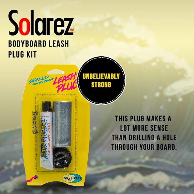 Solarez Wahoo Sponge-REZ Bodyboard Leash Plug KIT ~ Includes Sponge-Rez, for Soft Boards, Sail Boards, ABS-PVC Deck Plugs. Don't Drill a Hole in Your Board! ~ Not for use on EPS! - Made in USA
