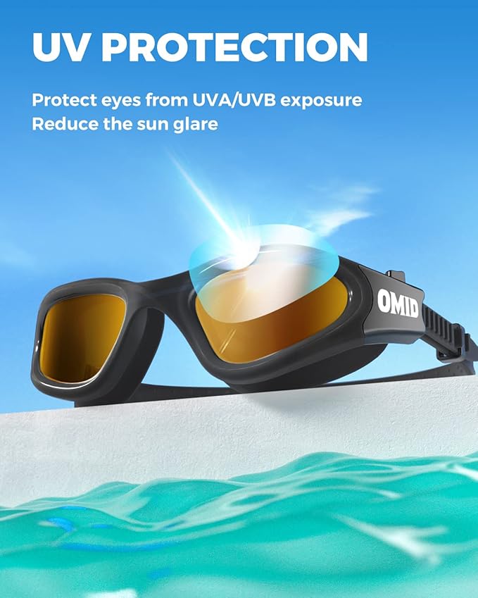 OMID Swim Goggles, P2 Polarized Swimming Goggles for Men Anti-fog Goggles Swimming for Adult Women