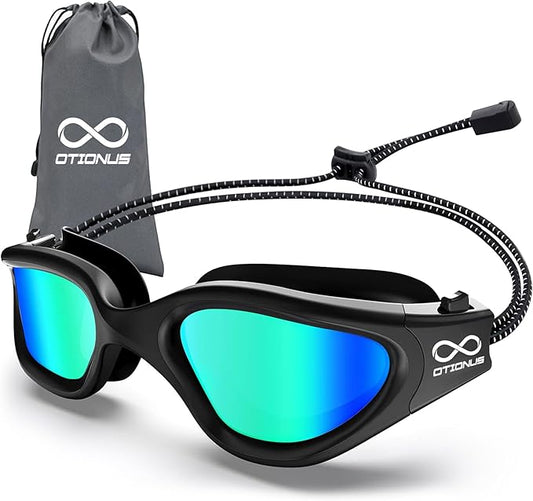 Swim Goggles, Polarized Adult Swimming Goggles Bungee Strap No Hair Pulling Anti-fog Pool Goggles for Men Women