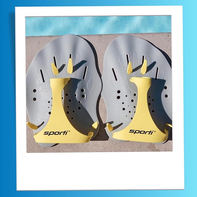 Sporti Hand Paddles for Swimming - Lightweight Swimming Paddles, Adjustable Silicone Straps