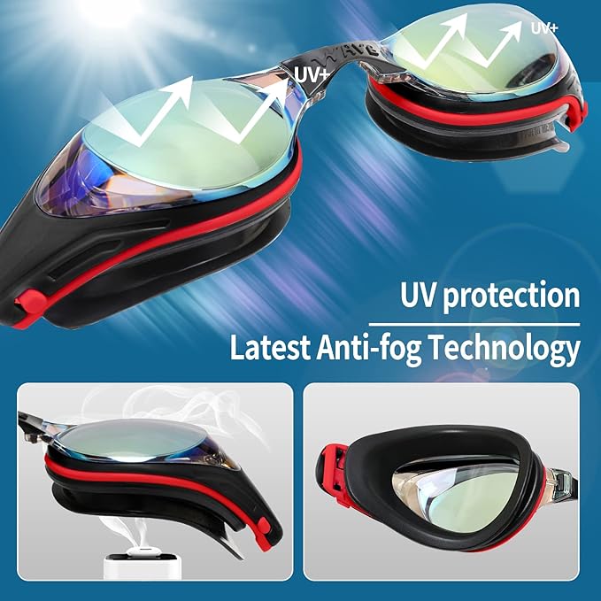 Nearsighted Swim Goggles, Shortsighted Optical Swimming Goggles No Leaking Anti Fog UV Protection for Adult Men Women