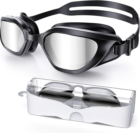 Swim Goggles, Unisex Adult Swimming Goggles Anti Fog Anti UV No Leakage Wide View for Men Women Youth