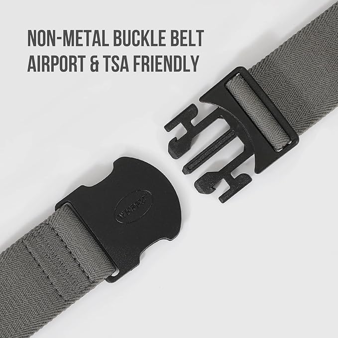 WHIPPY Mens Elastic Stretch Belt Unisex Adventure Web Belt for Women Men with Non-Metal Buckle Adjustable Belts