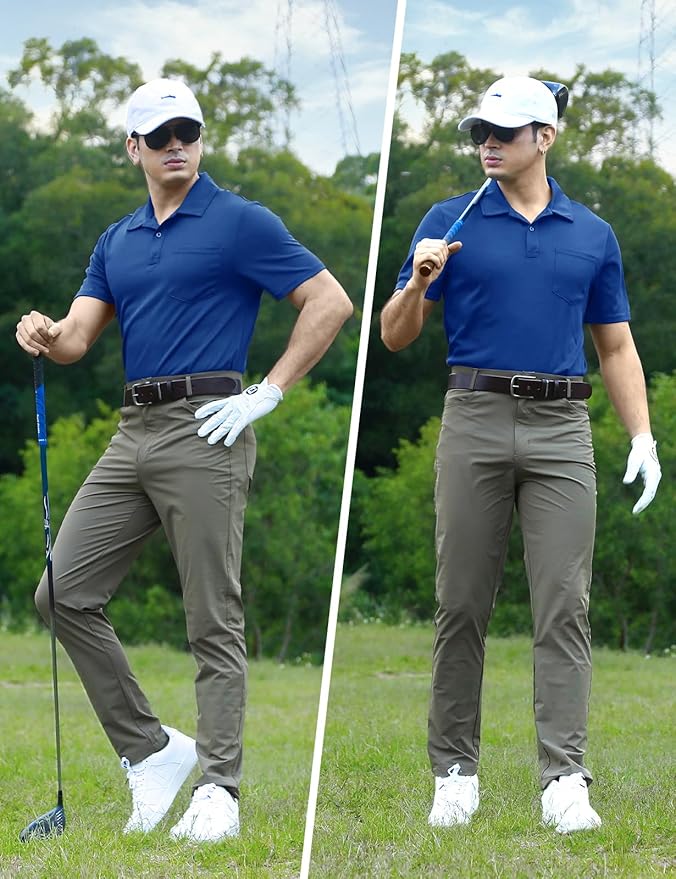 TBMPOY Men's Polo Shirts with Pocket Short Sleeve Quick Dry Casual Sports Outdoor Golf Shirt