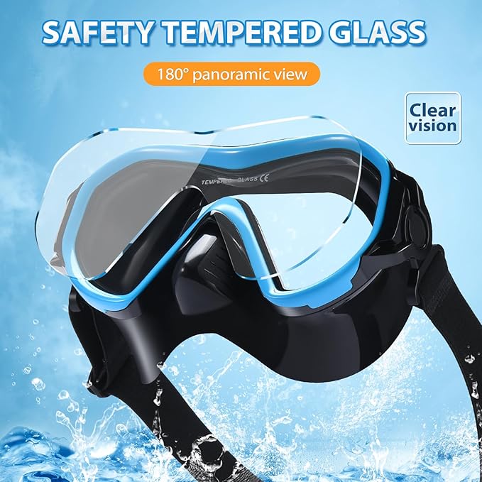 Supertrip Adult Swim Goggles Swimming Goggles with Nose Cover Elastic Fabric Strap Tempered Glass Snorkeling Gear for Adults