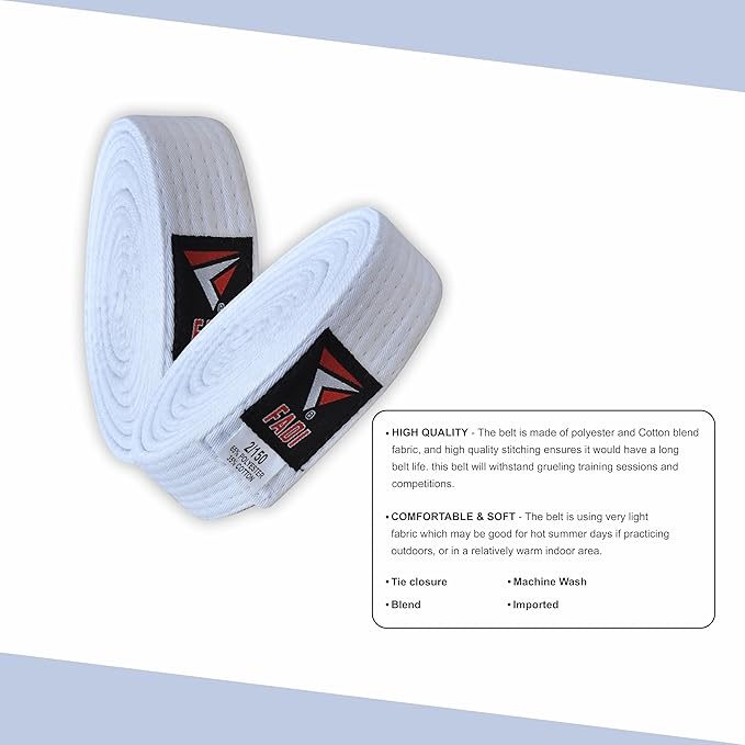 Martial Arts Belt for Karate, Judo, Aikido and Taekwondo - Durable Cotton-Polyester Blend for Adults and Kids