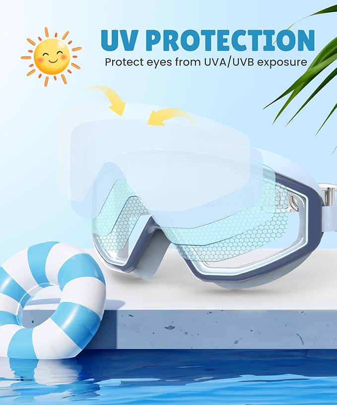 NSSIW Swim Goggles Swimming Kids-Goggles: Anti Fog No Leak with Nose Clip Earplugs for Girls Boys Youth 6-14 3 Pack