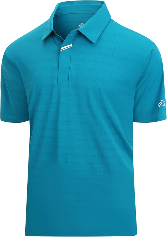 Esabel.C Jacquard Golf Shirts for Men Moisture Wicking Short Sleeve Performance Dry Fit Active Mens Polo Shirts